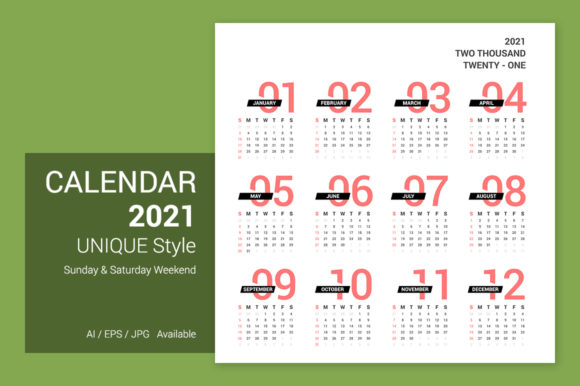 2021 Unique Design Calendar: A Creative Template for Every Project