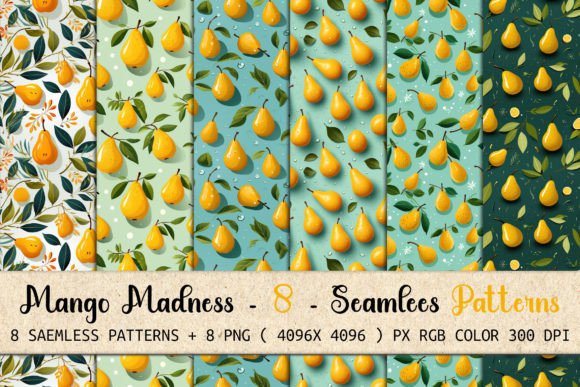 8 Mango Madness Seamless Patterns: Design Flexibility