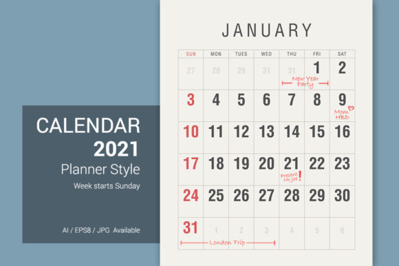 Calendar 2021 Vintage Sunday Start: Design Your Year