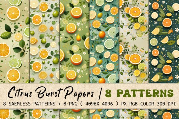 Citrus Burst: Vibrant Seamless Patterns for Modern Design