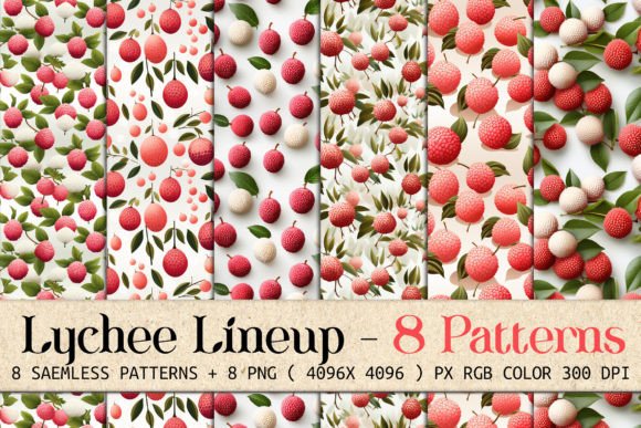 Lychee Lineup 8 Seamless Patterns for Modern Design