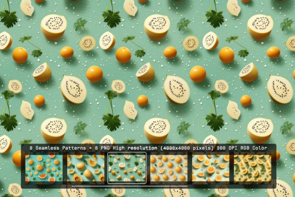 Vibrant Cantaloupe Circles: 8 Seamless Patterns for Design